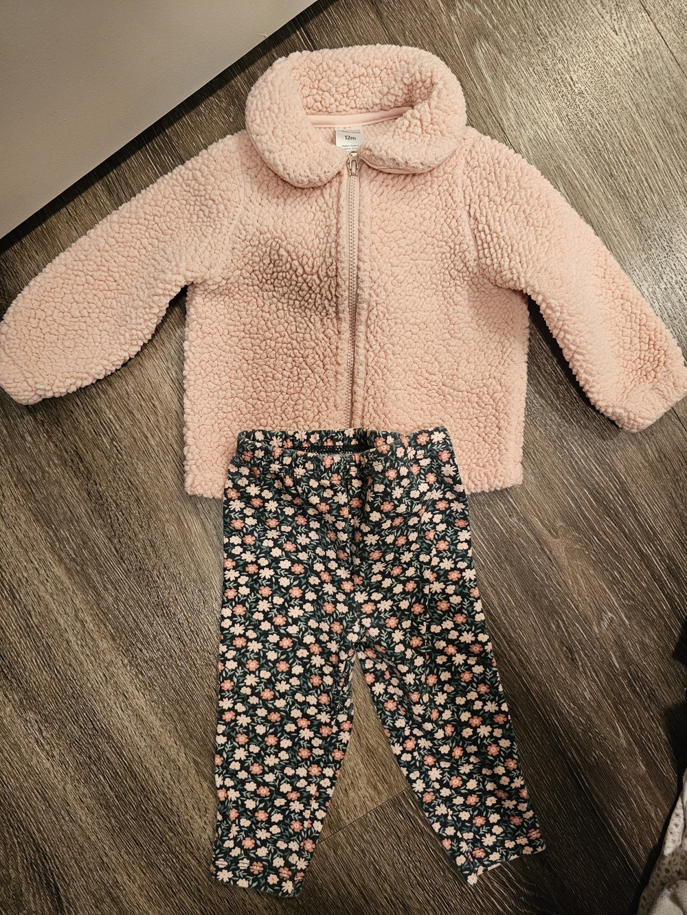 Carter's Pink Sherpa Jacket with Floral Leggings